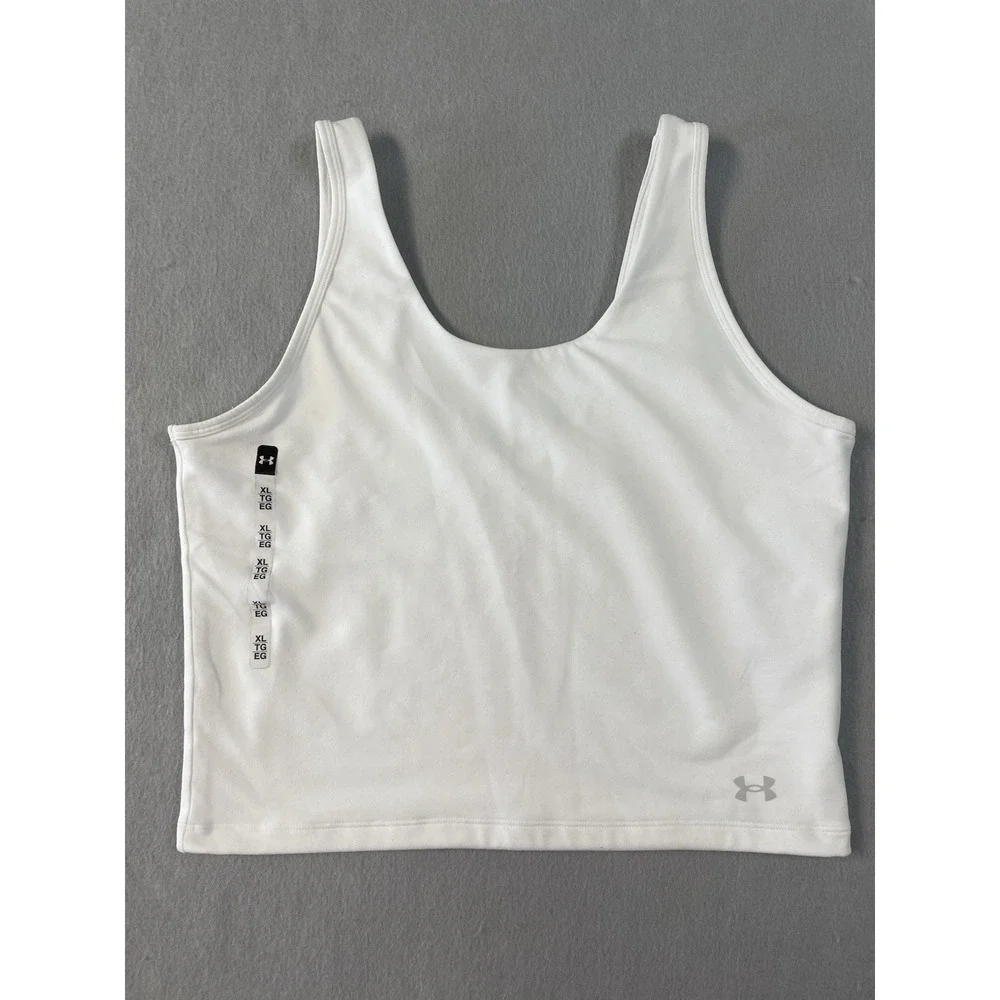 NWT Under Armour Fitted Motion Crop Tank Top White Womens‎ Athletic Sz XL